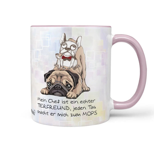 Tasse Spruch | Kaffeetasse Mops Hund - Mein Chef ist ein echter TIERFREUND Sunnywall