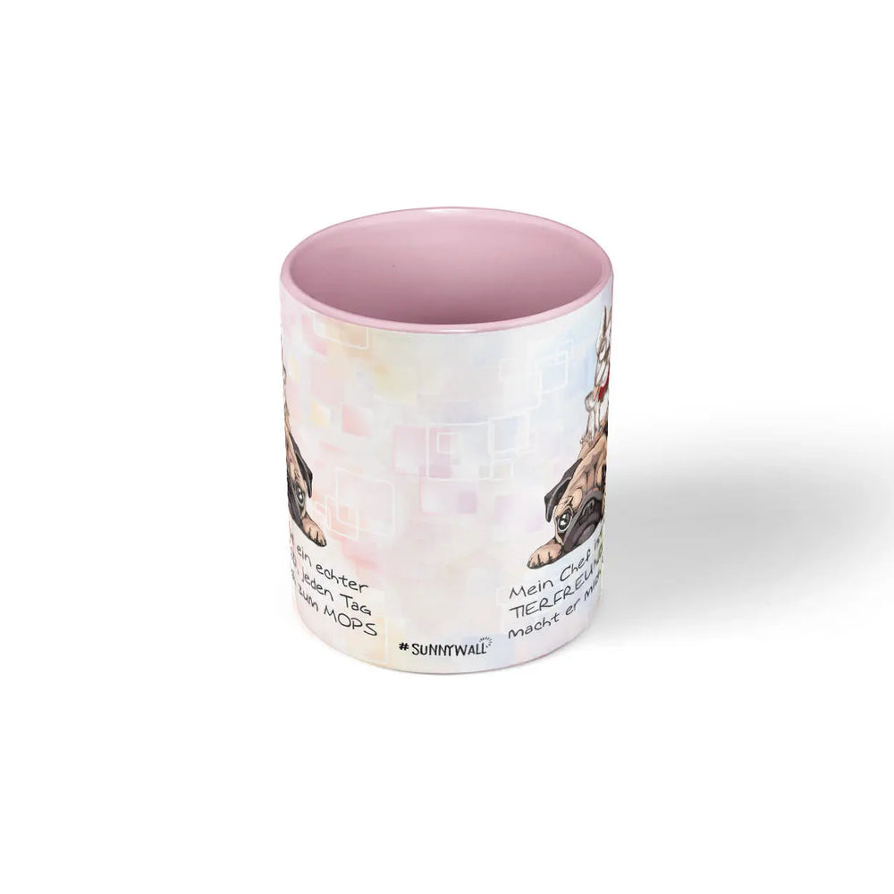 Tasse Spruch | Kaffeetasse Mops Hund - Mein Chef ist ein echter TIERFREUND Sunnywall