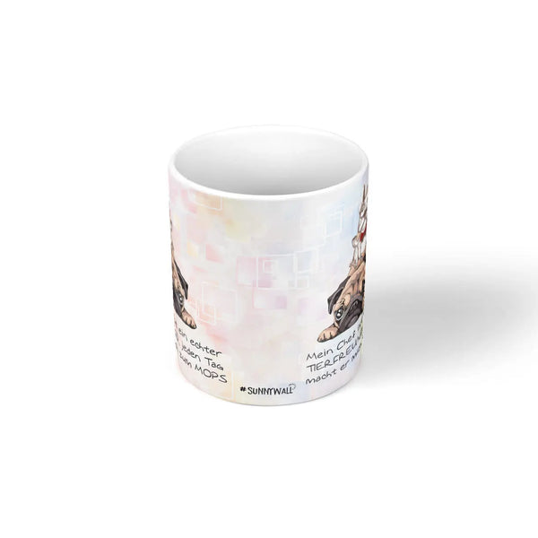 Tasse Spruch | Kaffeetasse Mops Hund - Mein Chef ist ein echter TIERFREUND Sunnywall