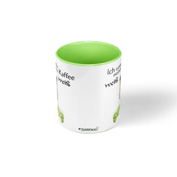 Tasse Spruch | Kaffeetasse - Schaf -  Ich trinke meinen Kaffee WEISS Sunnywall