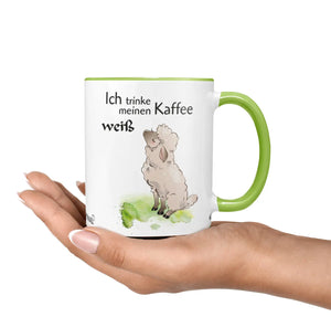 Tasse Spruch | Kaffeetasse - Schaf -  Ich trinke meinen Kaffee WEISS Sunnywall