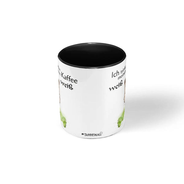 Tasse Spruch | Kaffeetasse - Schaf -  Ich trinke meinen Kaffee WEISS Sunnywall