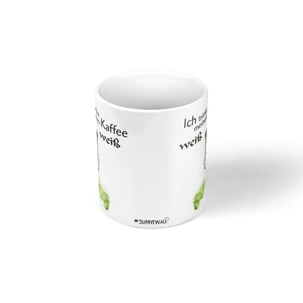 Tasse Spruch | Kaffeetasse - Schaf -  Ich trinke meinen Kaffee WEISS Sunnywall