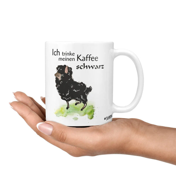 Tasse Spruch | Kaffeetasse- Schwarzes Schaf -  Ich trinke meinen Kaffee SCHWARZ Sunnywall