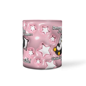 Tasse Spruch | Kaffeetasse | Kaffee kaputt! Ich bin immer noch müde! | Pinguin | rosa Sunnywall