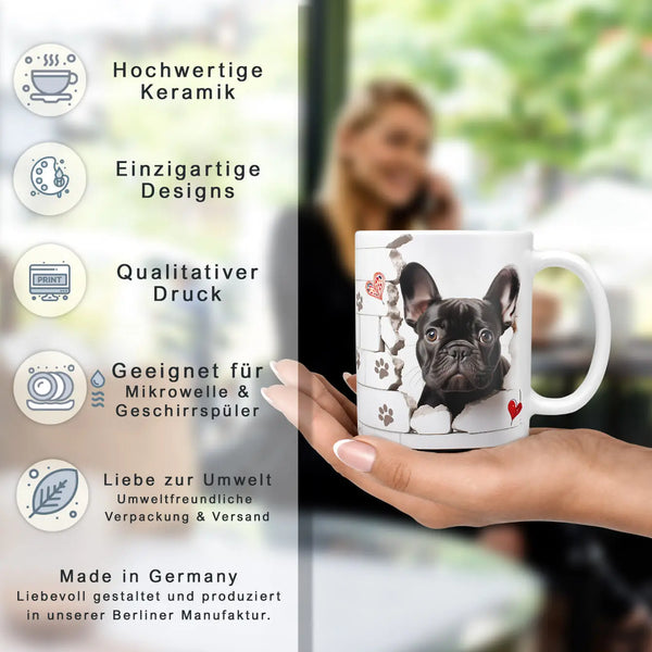 Tasse | Französische Bulldogge | schwarzes Fell | Hunderassen Kollektion Sunnywall