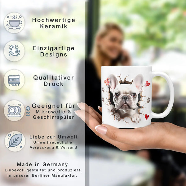 Tasse | Französische Bulldogge | weisses Fell | Hunderassen Kollektion Sunnywall