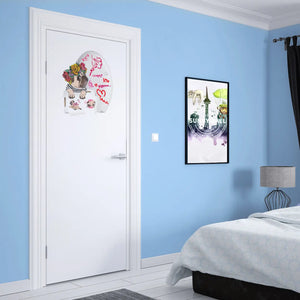 Wandtattoo Aufkleber Mops Lounge mit Blumenkranz WC Aufkleber Türaufkleber Toilettenpapier Sunnywall