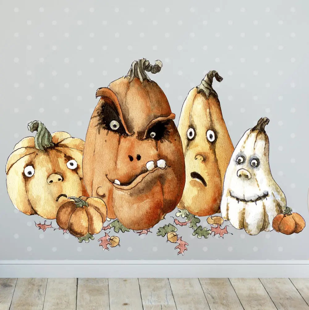 Wandtattoo Aufkleber Wandsticker Halloween Kürbis pumpkin gruselig schaurig Sunnywall