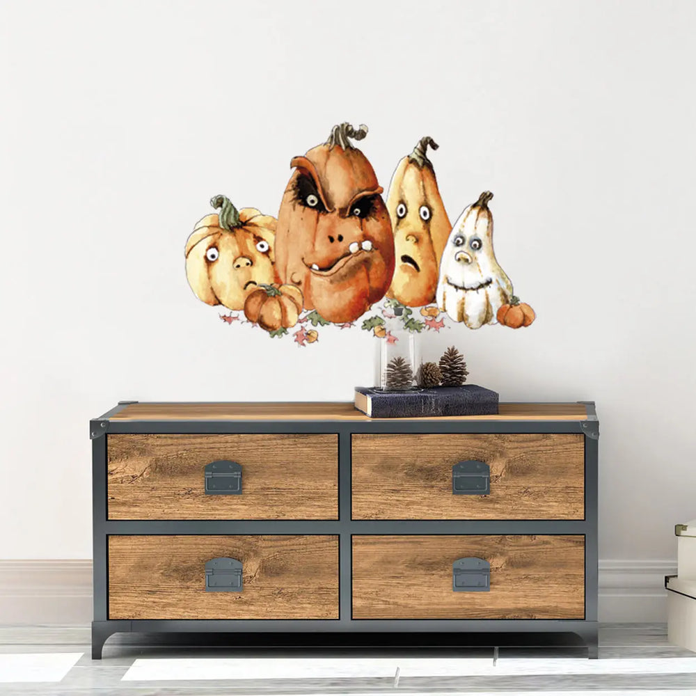 Wandtattoo Aufkleber Wandsticker Halloween Kürbis pumpkin gruselig schaurig Sunnywall
