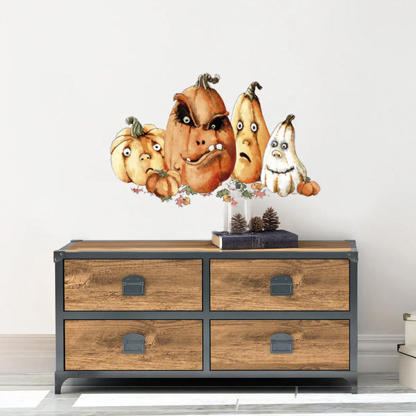 Wandtattoo Aufkleber Wandsticker Halloween Kürbis pumpkin gruselig schaurig Sunnywall