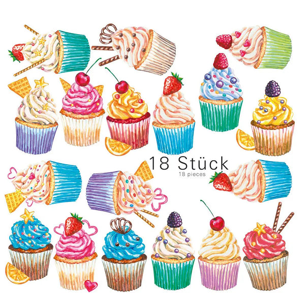 Wandtattoo Aufkleber Wandsticker Küche Genuss - 18 Motive Cupcake Muffin Törtchen Sunnywall