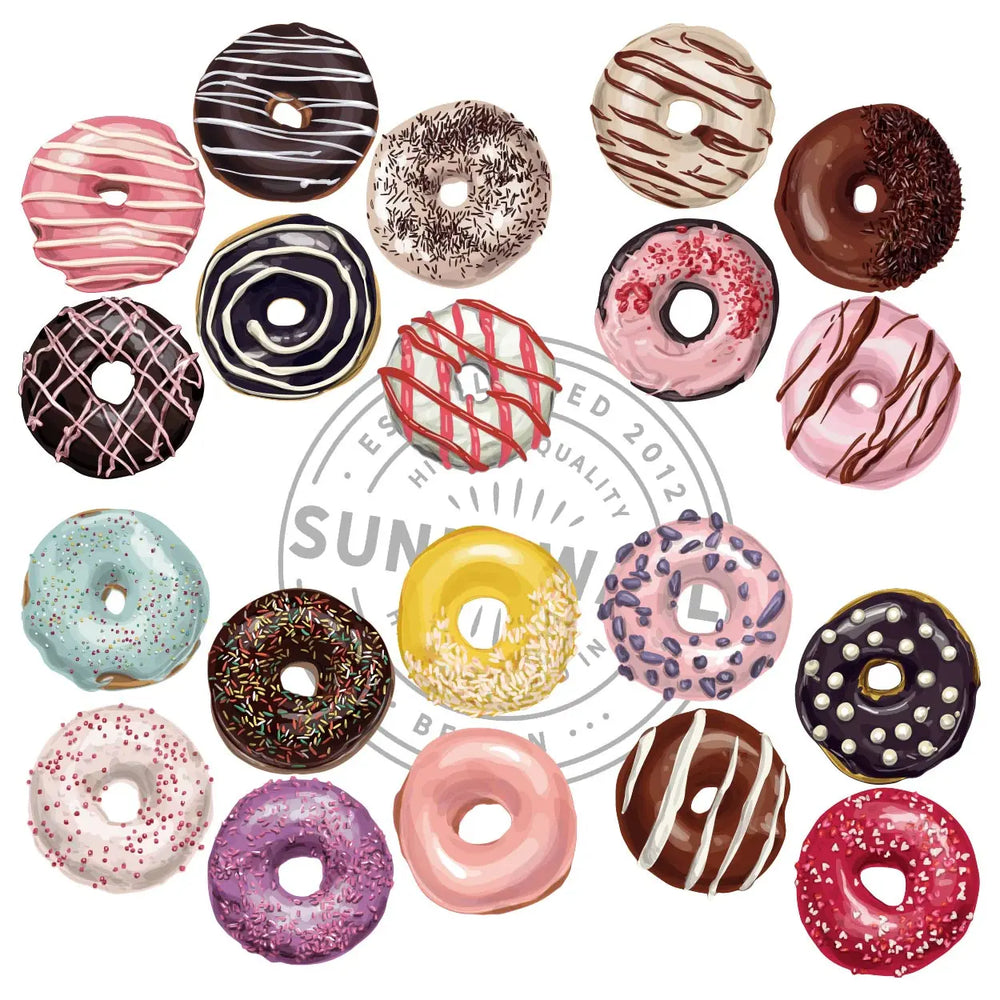 Wandtattoo Aufkleber Wandsticker Küche Genuss - 20 Motive Donuts Sunnywall