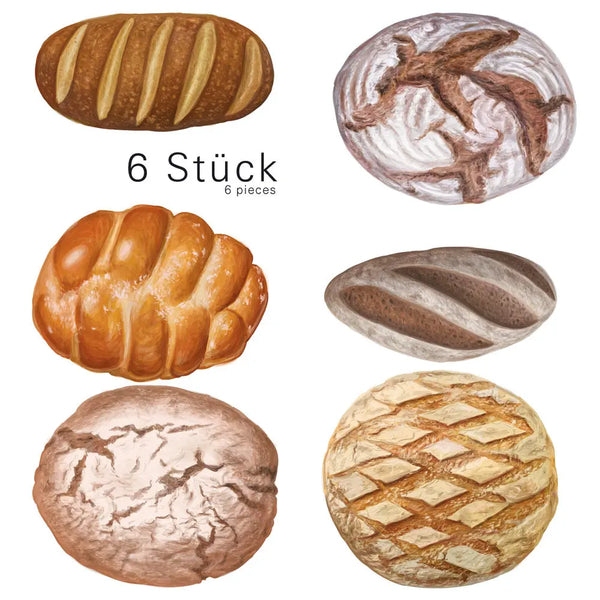 Wandtattoo Aufkleber Wandsticker Küche Genuss - 6 Motive Brot Sunnywall