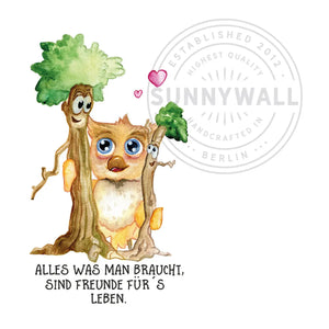 Wandtattoo Aufkleber | Sunny die Eule und Baumfreunde | Freunde fürs Leben Sunnywall