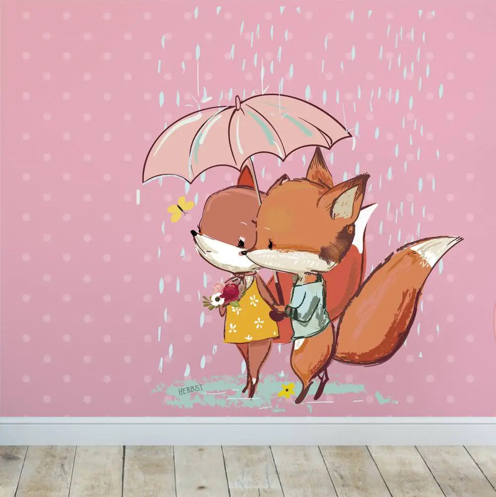 Wandtattoo -  Fuchs Paar im Regen Aufkleber Sticker Sunnywall