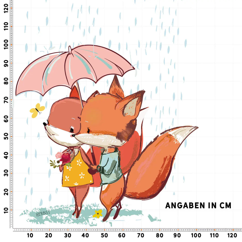 Wandtattoo -  Fuchs Paar im Regen Aufkleber Sticker Sunnywall