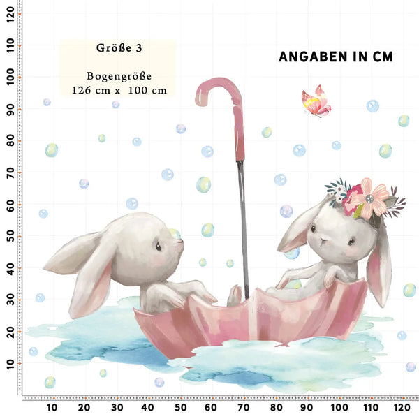 Wandtattoo - Hase Badespaß Regenschirm Aufkleber Wandsticker Sunnywall