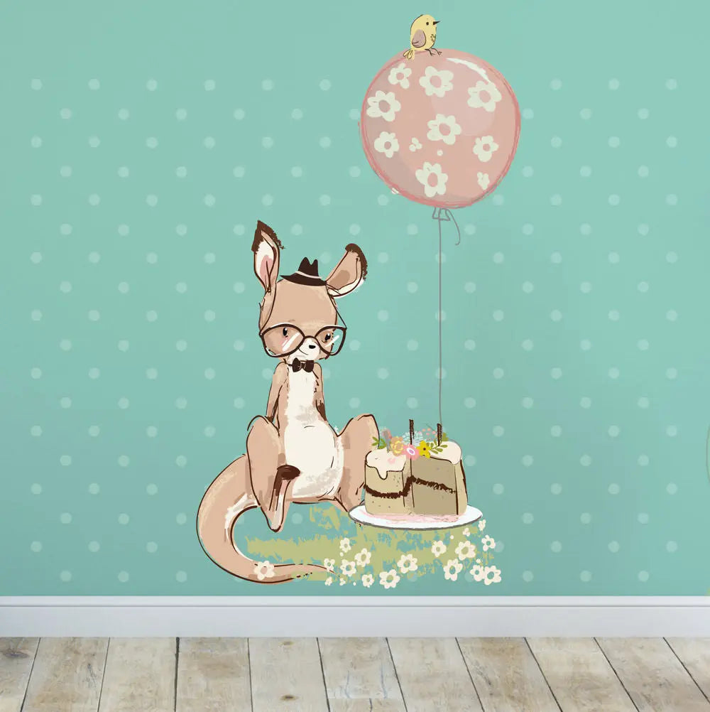 Wandtattoo - Hippes Känguru Geburtstag - Aufkleber Wandsticker Sunnywall