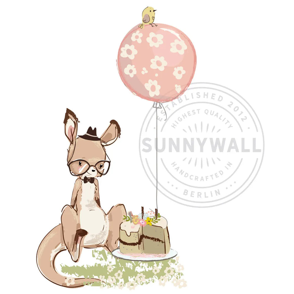 Wandtattoo - Hippes Känguru Geburtstag - Aufkleber Wandsticker Sunnywall
