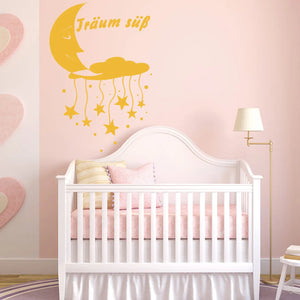 Wandtattoo Kinderzimmer Träum Süß - Mond Sunnywall