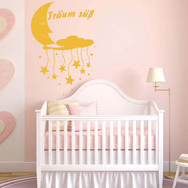 Wandtattoo Kinderzimmer Träum Süß - Mond Sunnywall