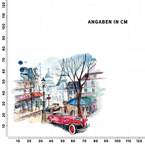 Wandtattoo - Oldtimer Paris Urban Sketching Aquarell Sunnywall