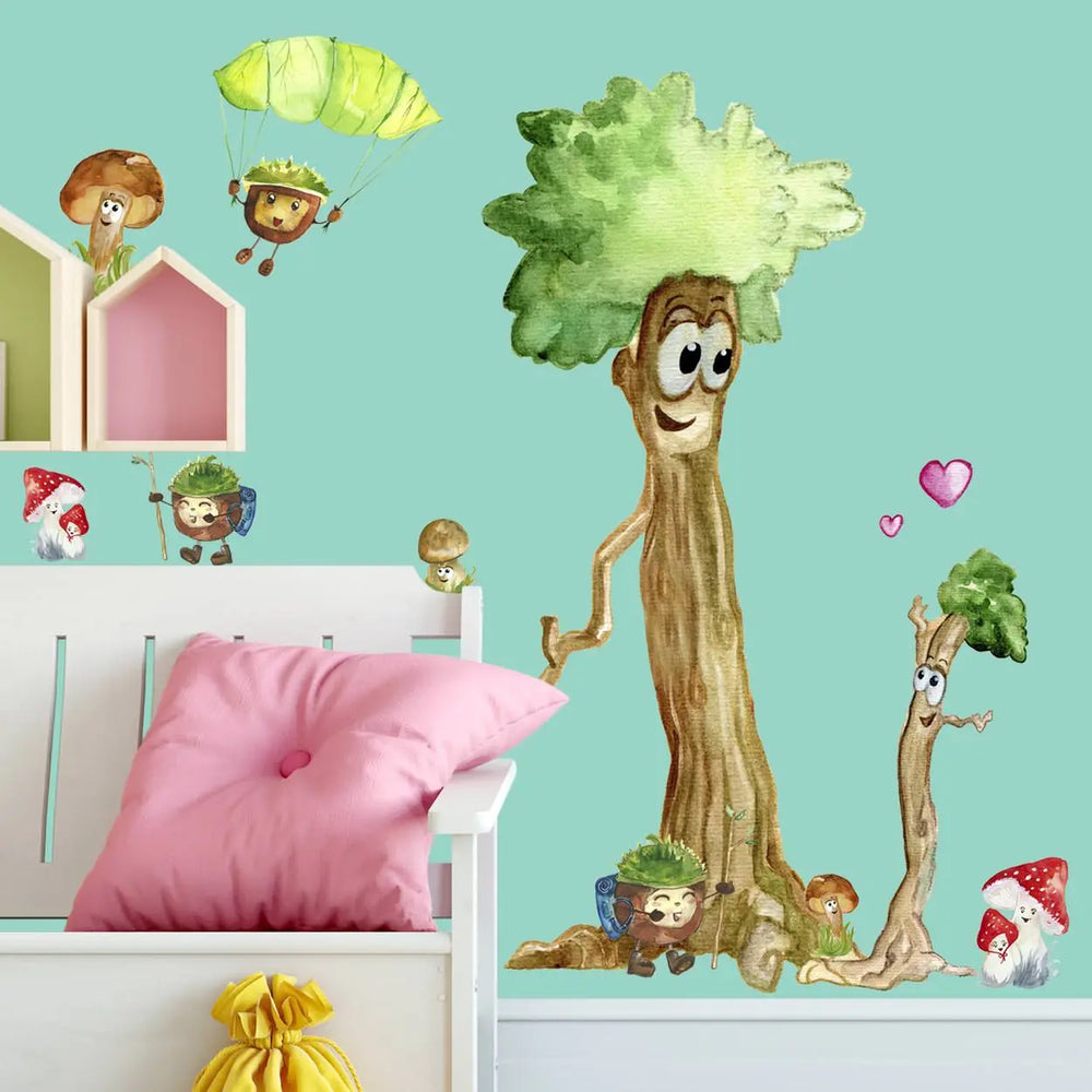 Wandtattoo Set - Waldfreunde | Baum Pilz Kastanien Sunnywall