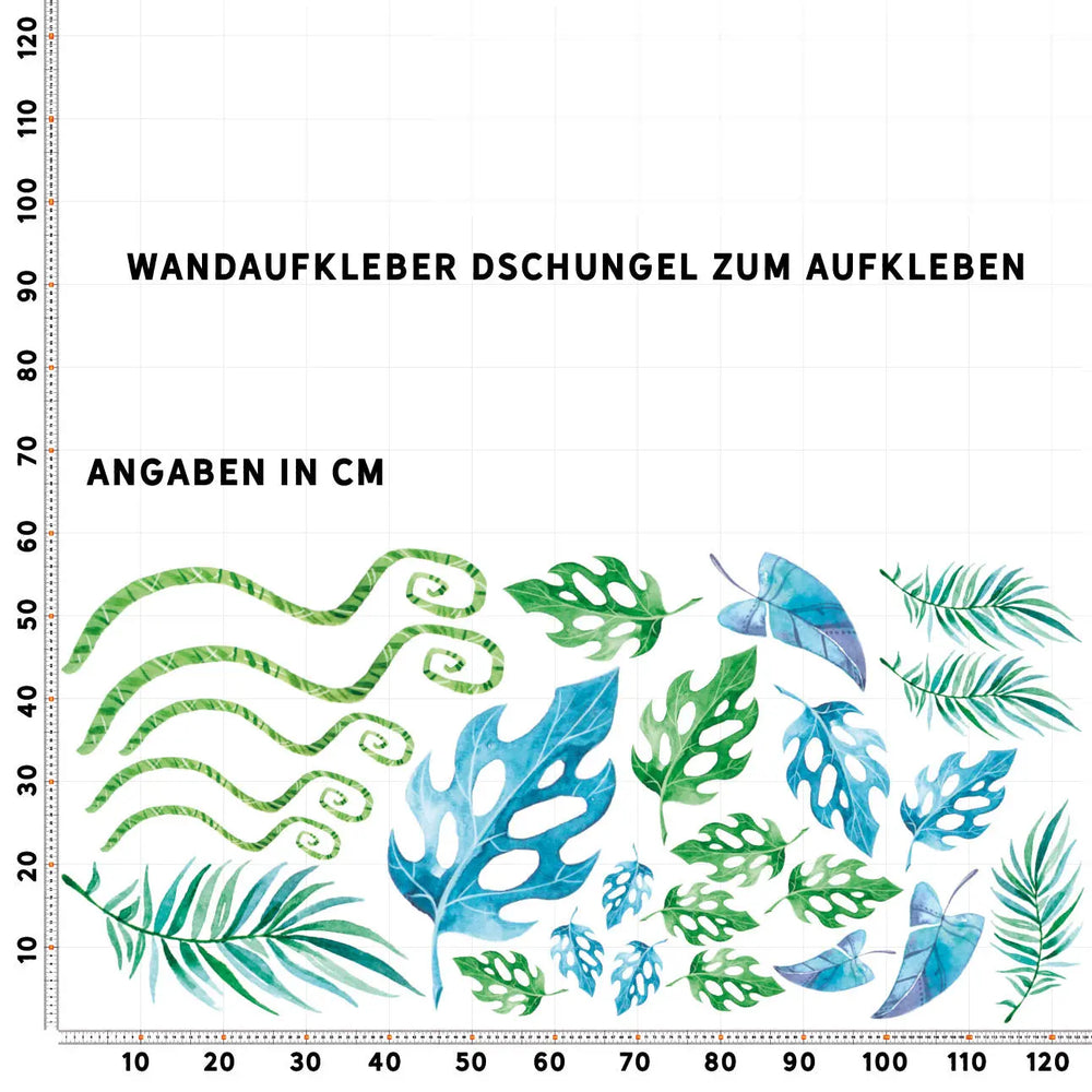 Wandtattoo Set | Dschungel | Tropische Pflanzen Ranken Sunnywall