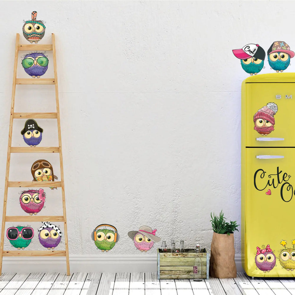 Wandtattoo Set | Eulen mit Schriftzug | 14 Aufkleber Sticker Sunnywall