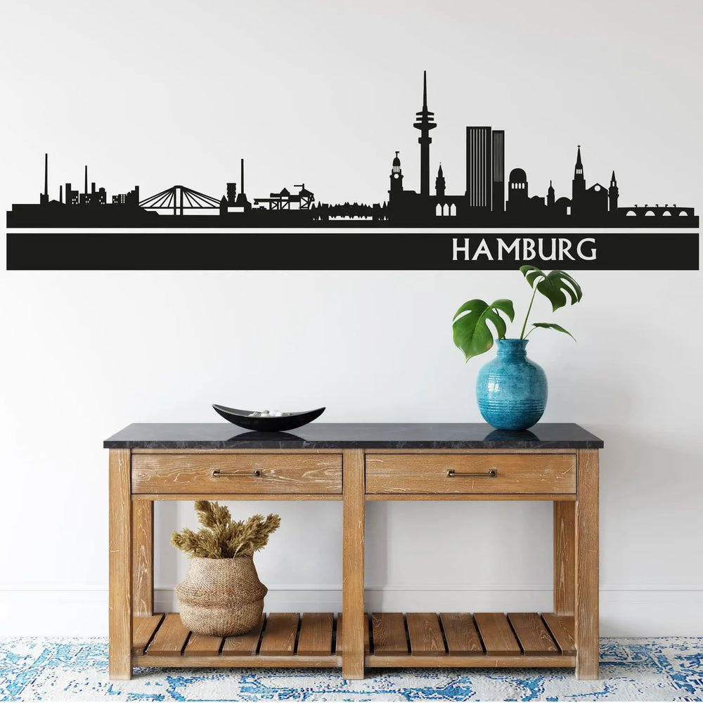 Wandtattoo - Skyline Stadt HAMBURG Panorama Deutschland Sunnywall