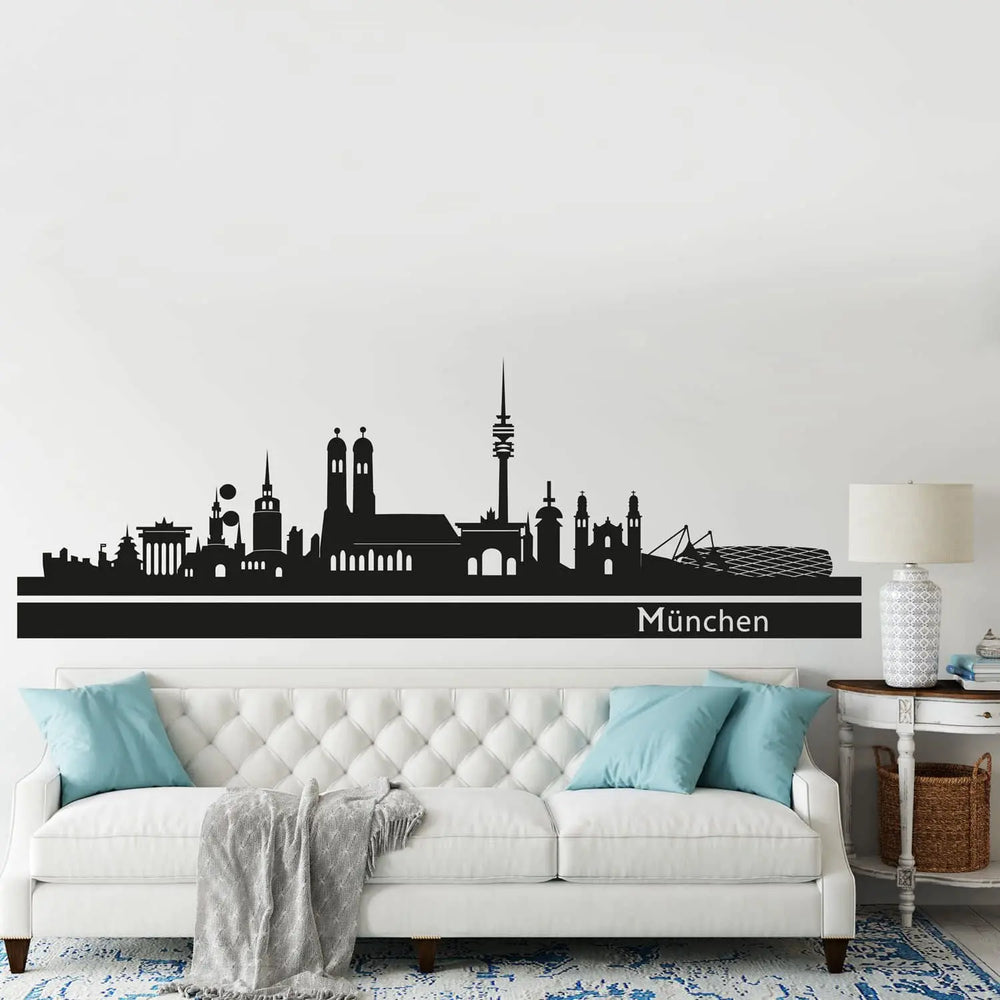 Wandtattoo Skyline Stadt MÜNCHEN Panorama Deutschland Sunnywall