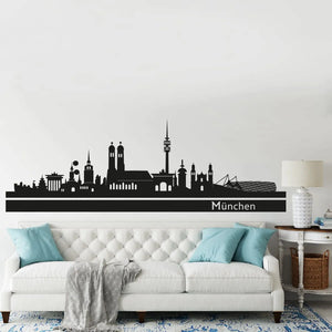 Wandtattoo Skyline Stadt MÜNCHEN Panorama Deutschland Sunnywall