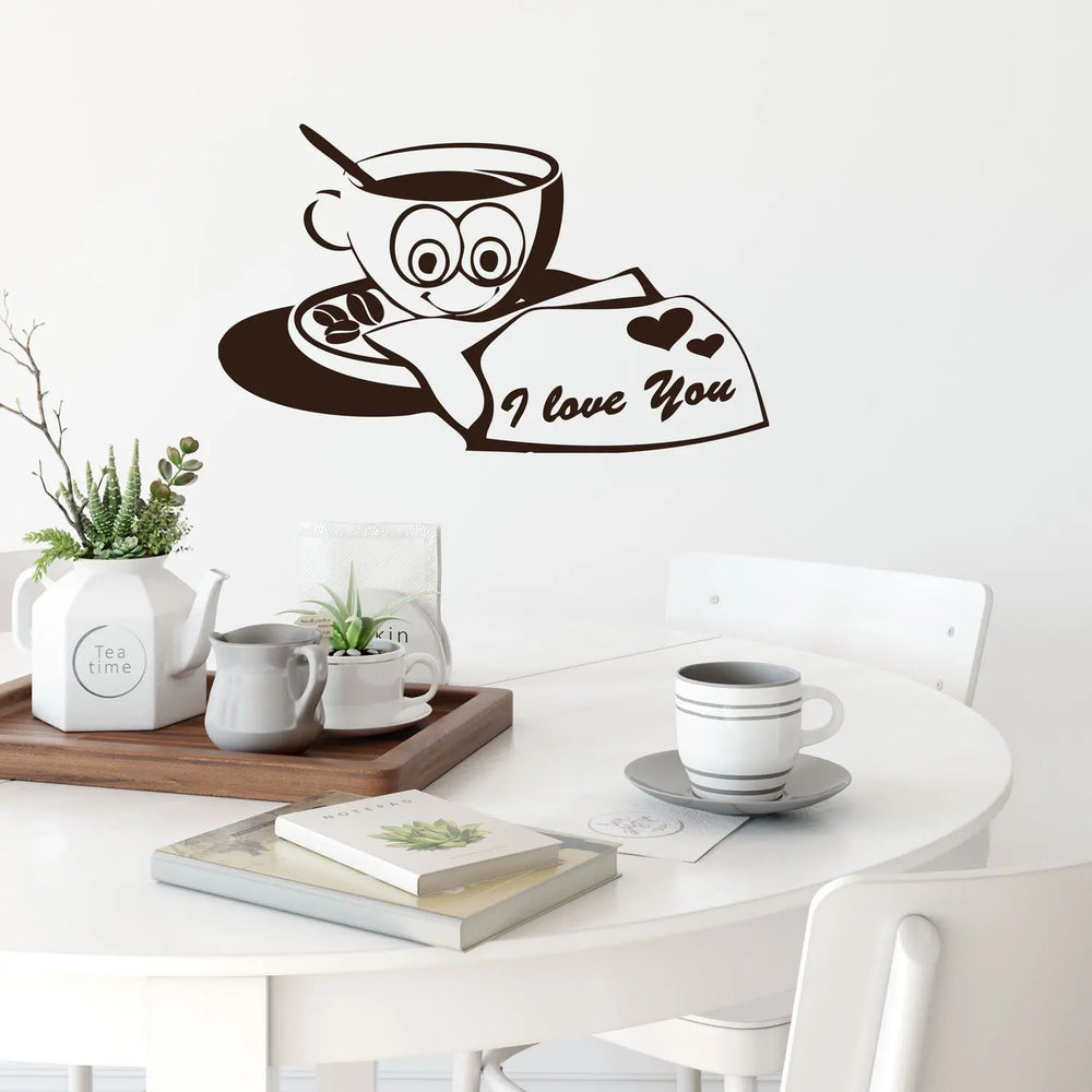 Wandtattoo Ted mit Liebesbrief Kaffeetasse Kaffee Sunnywall