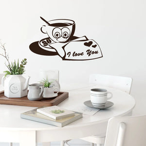 Wandtattoo Ted mit Liebesbrief Kaffeetasse Kaffee Sunnywall