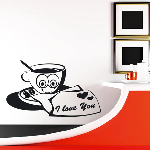 Wandtattoo Ted mit Liebesbrief Kaffeetasse Kaffee Sunnywall