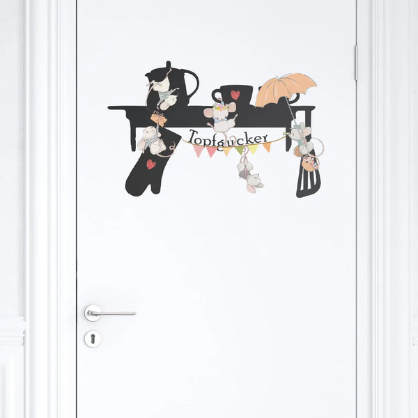 Wandtattoo Topfgucker Maus Mäuse Kochen Küche Essen Wandsticker bunt Sunnywall