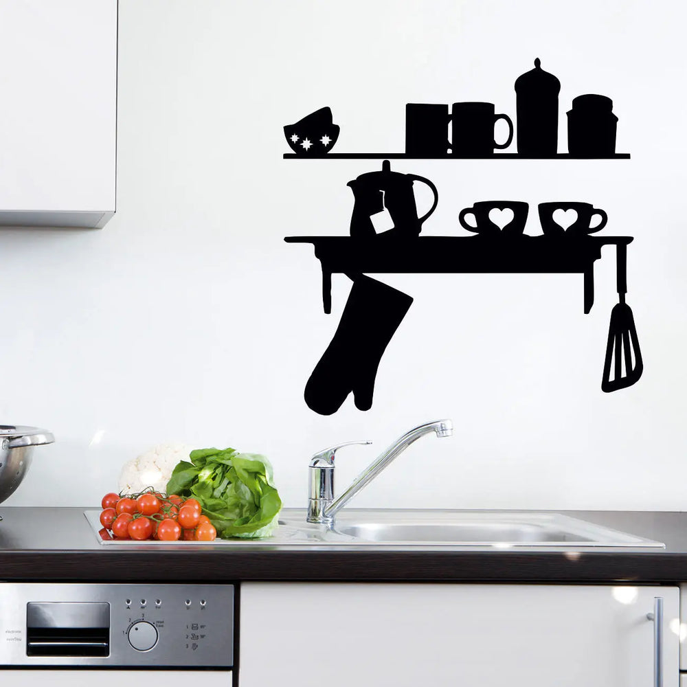 Wandtattoo | Cupboard - Tassenregal - Tee Regal - Küchenregal Sunnywall