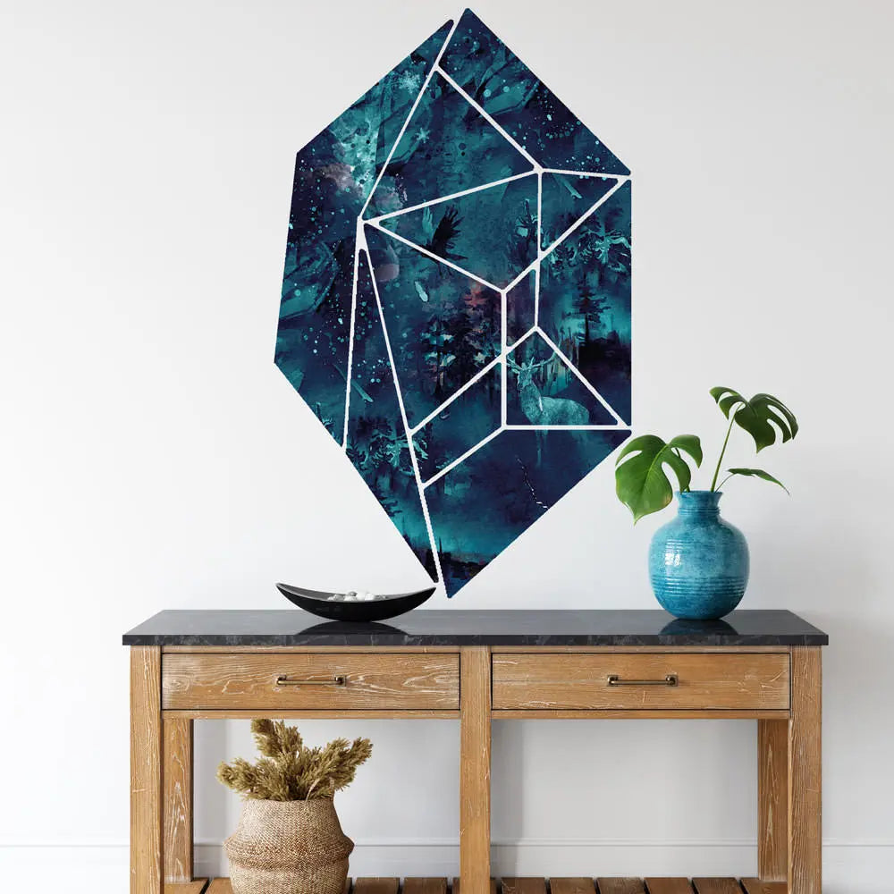Wandtattoo | Hirsch im Wald mit Sternenbilder | geometrisch Sunnywall
