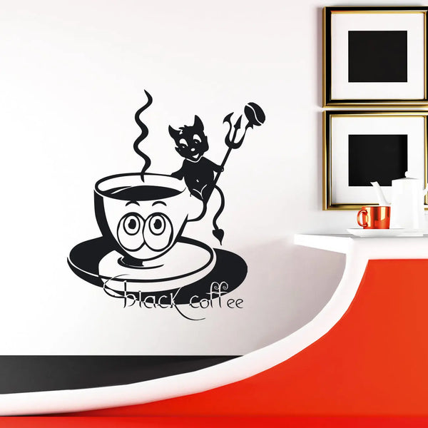 Wandtattoo | Kaffee Ted Kaffeetasse mit Teufelchen - Black Coffee Sunnywall