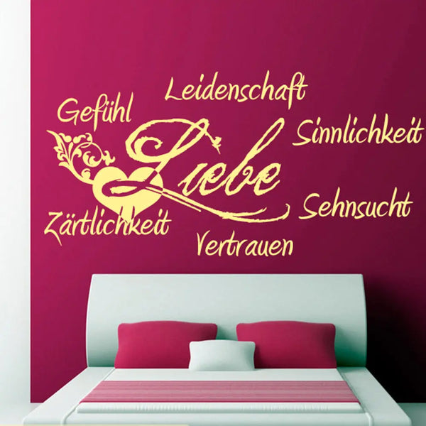 Wandtattoo | Liebe Leidenschaft Gefühle Sehnsucht | Schrifttzug Schlafzimmer Sunnywall