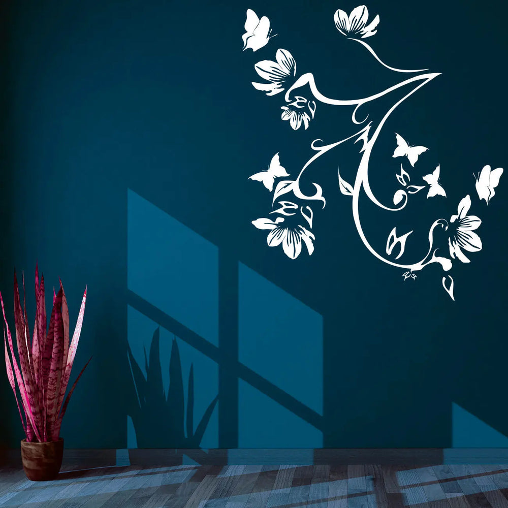 Wandtattoo | Magnolie Magnolienbaum mit Schmetterlingen | Blume Floral Sunnywall