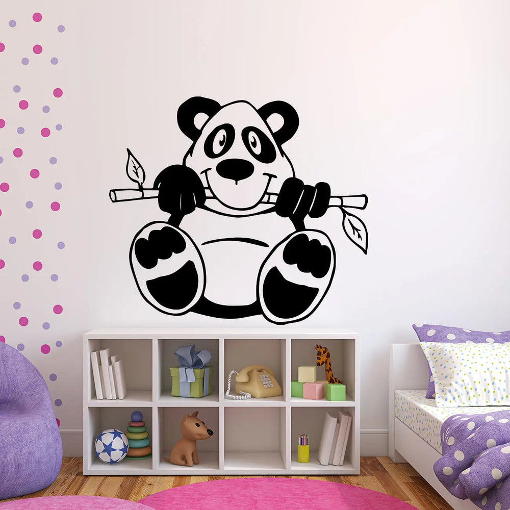 Wandtattoo | Süßer Panda Bär mit Bambus | Wandaufkleber Kinderzimmer Sunnywall