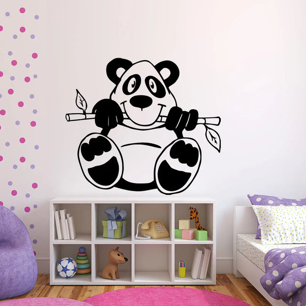 Wandtattoo | Süßer Panda Bär mit Bambus | Wandaufkleber Kinderzimmer Sunnywall