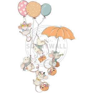 Wandtattoo - fliegende Mäuse mit Luftballons Sunnywall