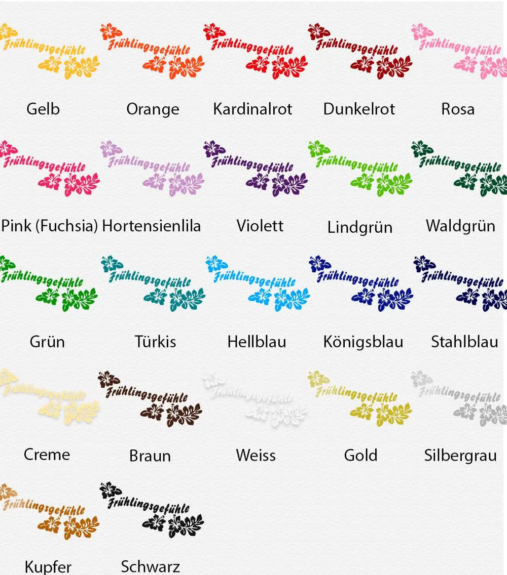 Wandtattoos Frühlingsgefühle Hibiskus Schriftzug Aufkleber Sunnywall