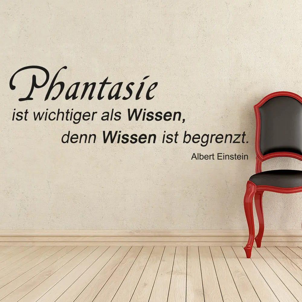 Wandtattoos | Fantasie Phantasie ist wichtiger als Wissen | Zitat | Albert Einstein Sunnywall