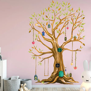 XXL Wandtattoo Set Kinderzimmer Aufkleber bunt Wanddeko 195 x 135 CM Baumhaus Baum Sunnywall