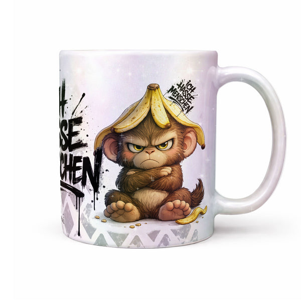 Affe Tasse „Ich hasse Menschen“ – Lustige Kaffeetasse - Sunnywall - Individualität trifft Design