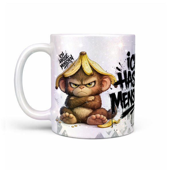 Affe Tasse „Ich hasse Menschen“ – Lustige Kaffeetasse - Sunnywall - Individualität trifft Design